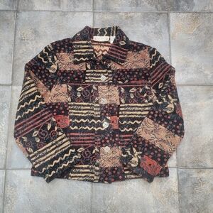 Vintage Y2K Life Style Women's Large Tapestry Embroidered Button Up Jacket